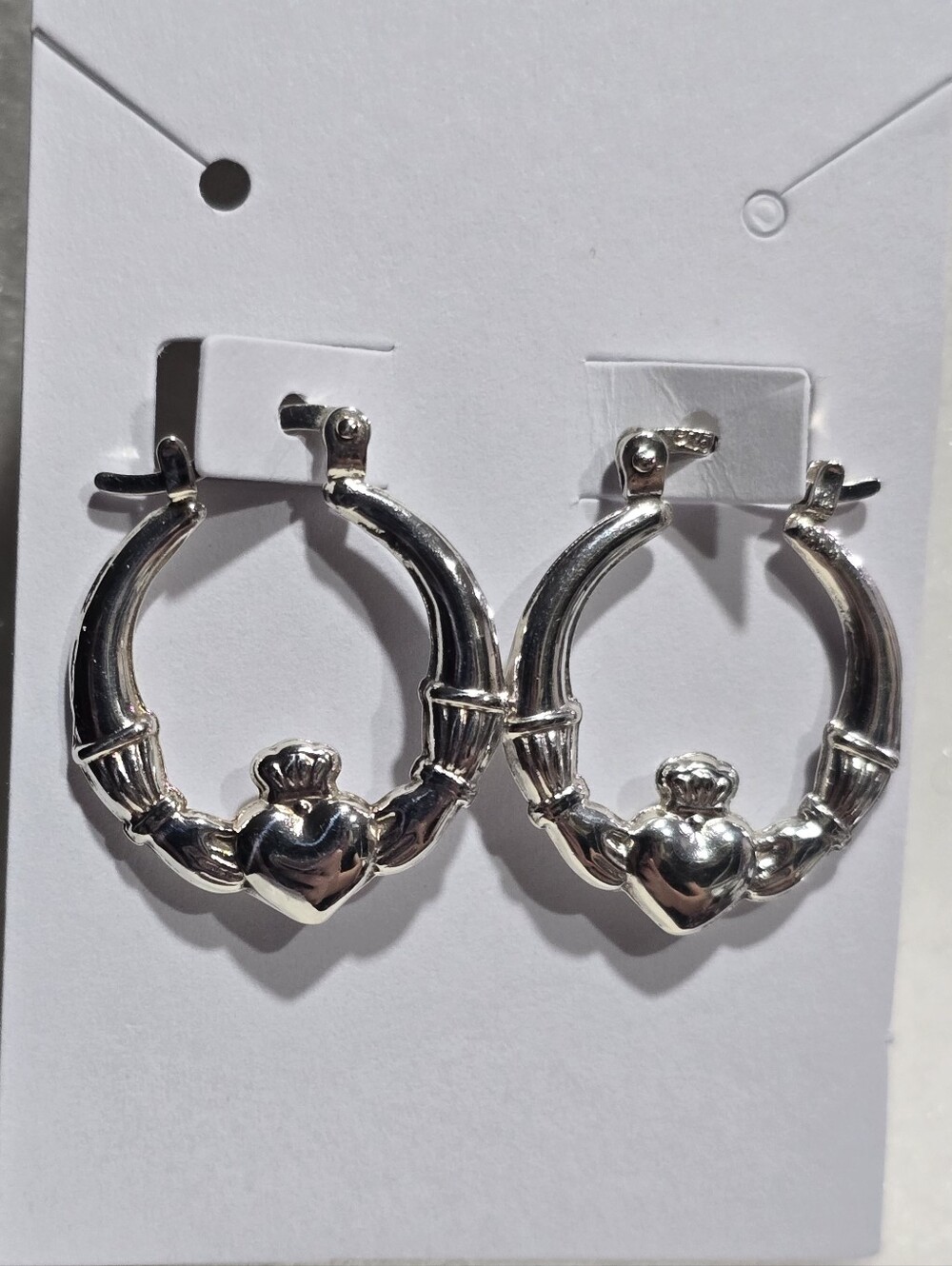 925 Silver Irish Claddagh Hoop Earrings
